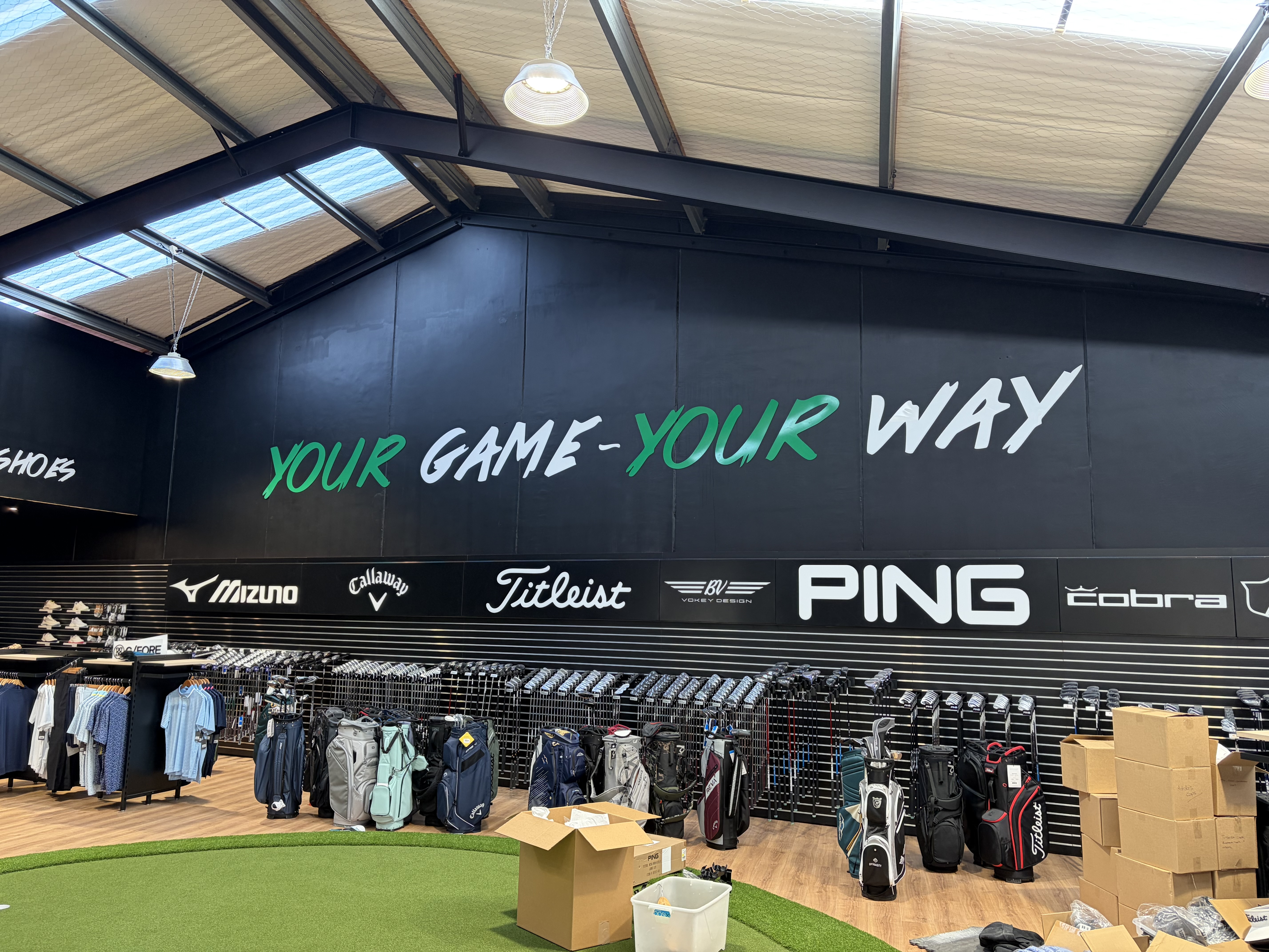 Golf HQ commercial interior and directional signage